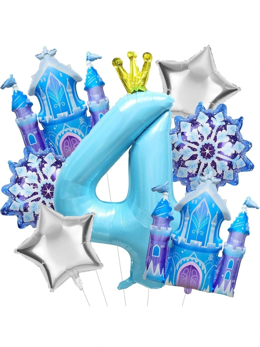 Blue Frozen Castle Number 4 Balloon Party Set - Brand